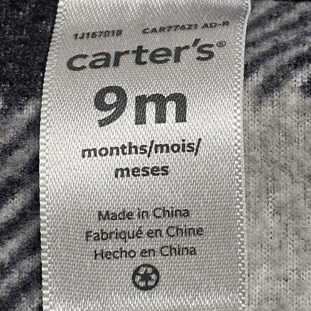 Carter's One Piece Velour Sherpa Zip Front Hooded Bear Front Applique 9 Months